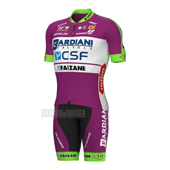 2022 Cycling Jersey Bardiani Csf Faizane Green Purple Short Sleeve and Bib Short